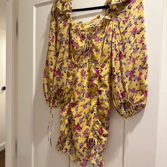 For Love And Lemons || Beaumont Mini Dress Yellow Floral - Picture 8 of 12